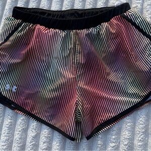 Under Armour Black and Pink Striped Athletic Shorts